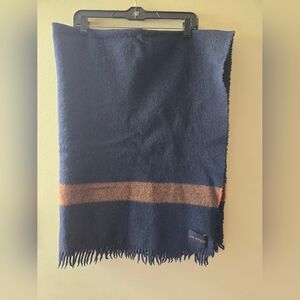 De Beers Navy Blue Throw with Brown Stripe 40×50in